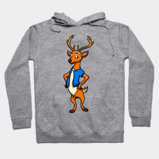 Cute Anthropomorphic Human-like Cartoon Character White-tailed Deer in Clothes Hoodie